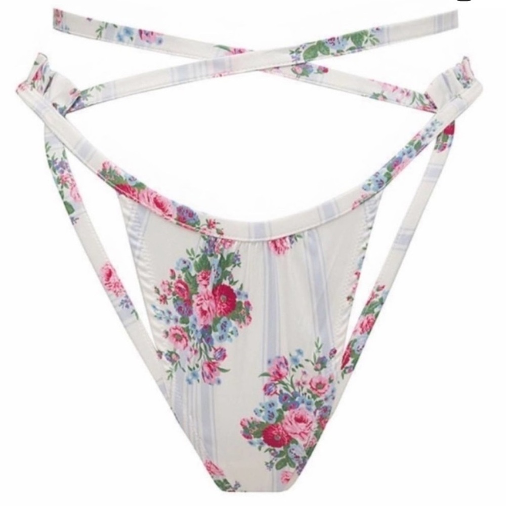 For Love And Lemons Floral Strappy Thong